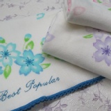 宏富毛巾 超吸水MIT！優質毛巾 可愛『蕾絲邊』印花紗布小方巾 四條入