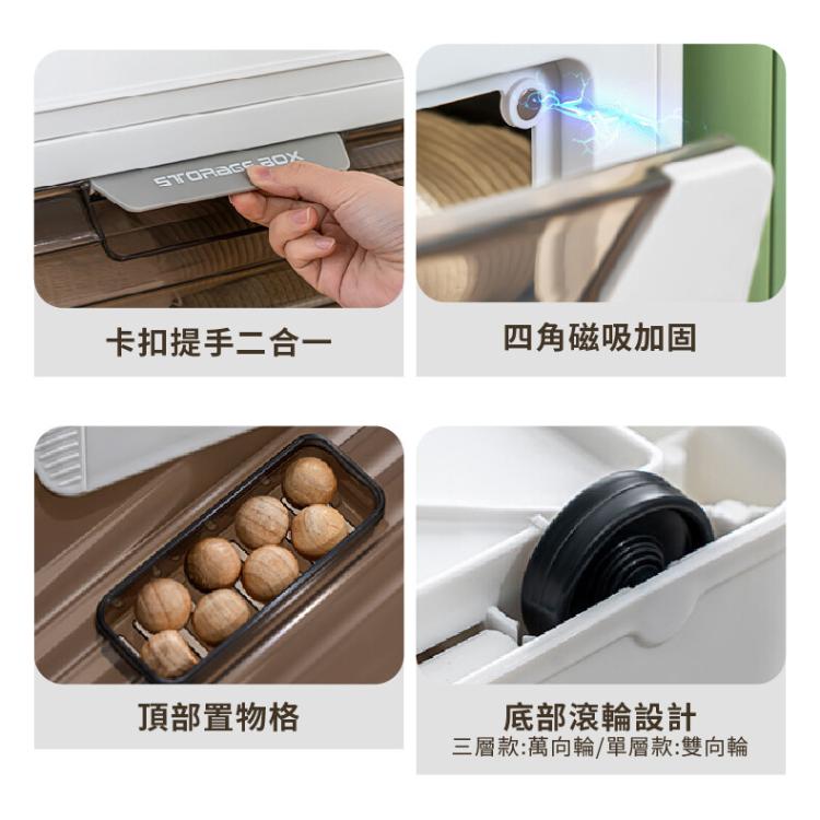 【DaoDi】五開門折疊收納箱滑輪-單層大號磁吸款 (摺疊收納箱/ 滑輪置物箱/收納盒/衣物收納箱)