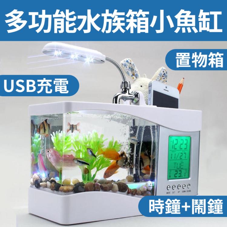 免運!現貨 療癒 多功能水族箱 魚缸 USB插電 行動電源 附水草 送禮 1組