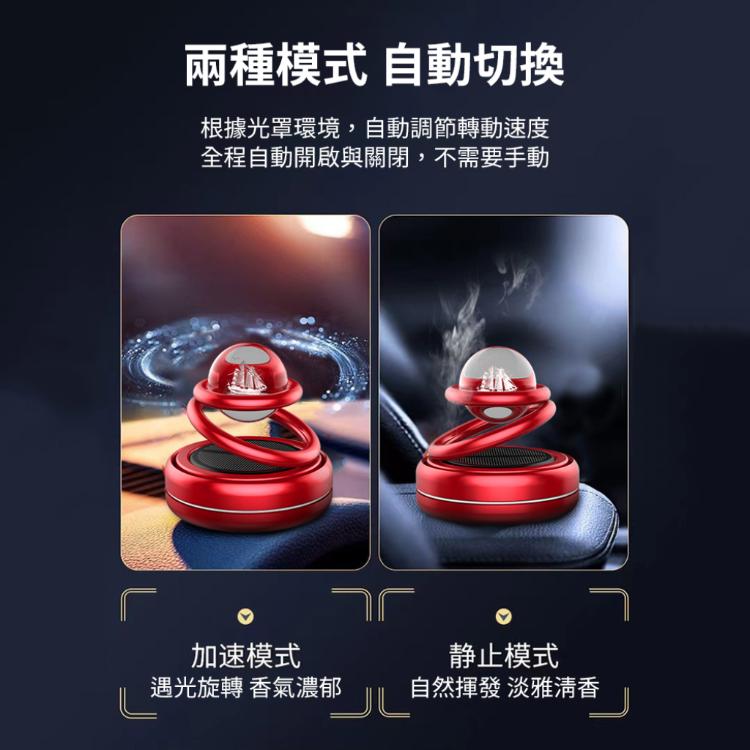 科技感十足【太陽能懸浮星球香氛】遇光旋轉 加速揮發香氣 車用 室內用 空氣清淨