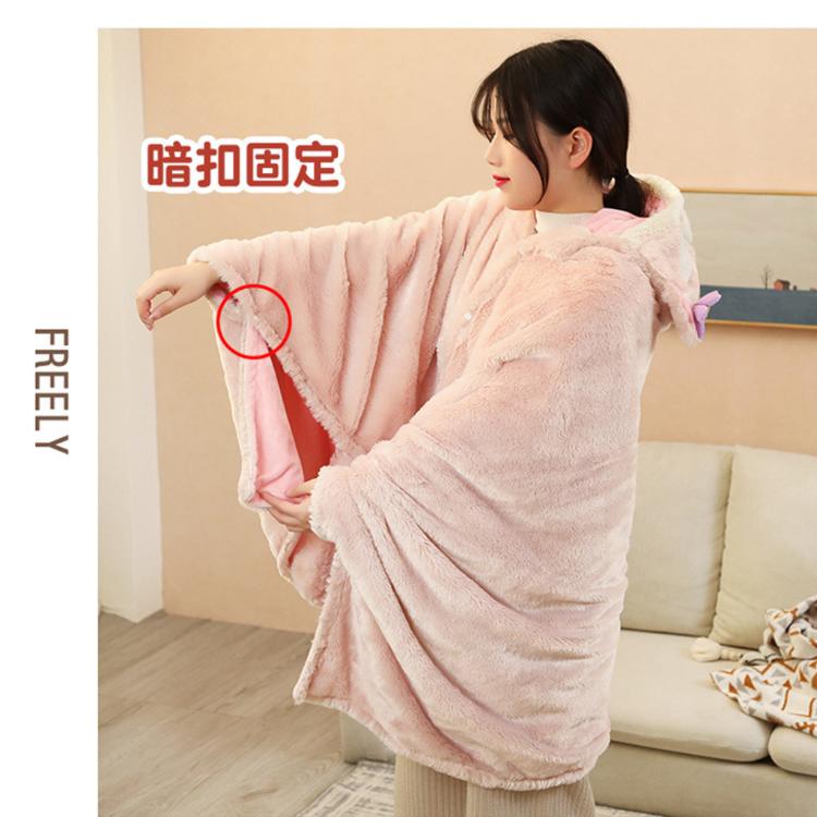 【小狐狸懶人毯】粉粉嫩嫩的造型 Linabell 粉紅狐狸 玲娜貝爾 披肩 送禮 交換禮物