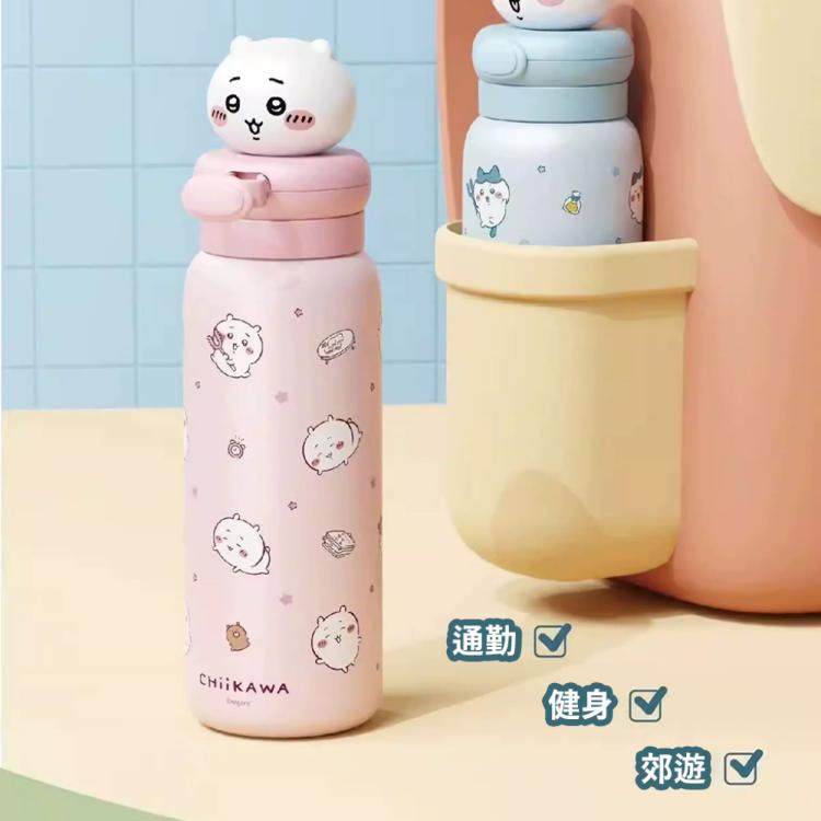 MINISO 吉伊卡哇 Chiikawa 粉色保溫杯 550ml 304不鏽鋼 保溫瓶 可愛隨行杯