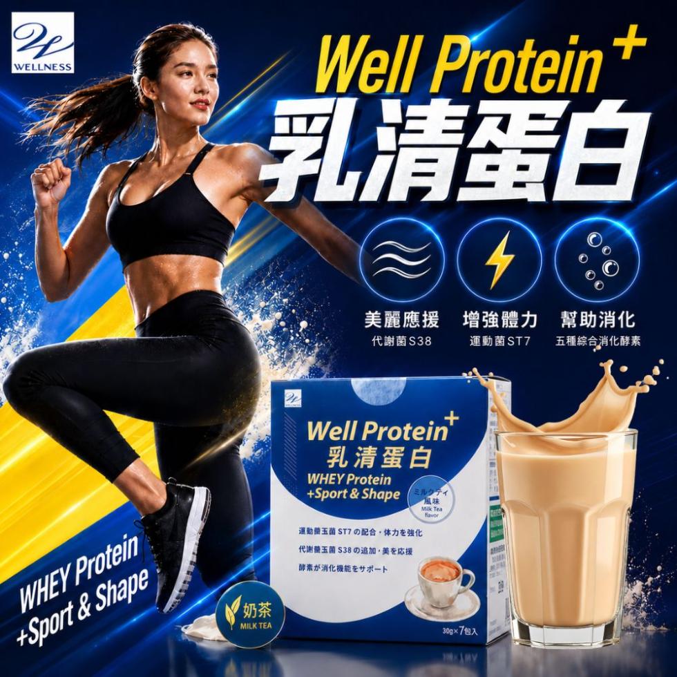 【Wellness】Well Protein+乳清蛋白(奶茶)7包/盒,Protein,Wellness,WellLab優研生活,沖泡飲,乳清蛋白