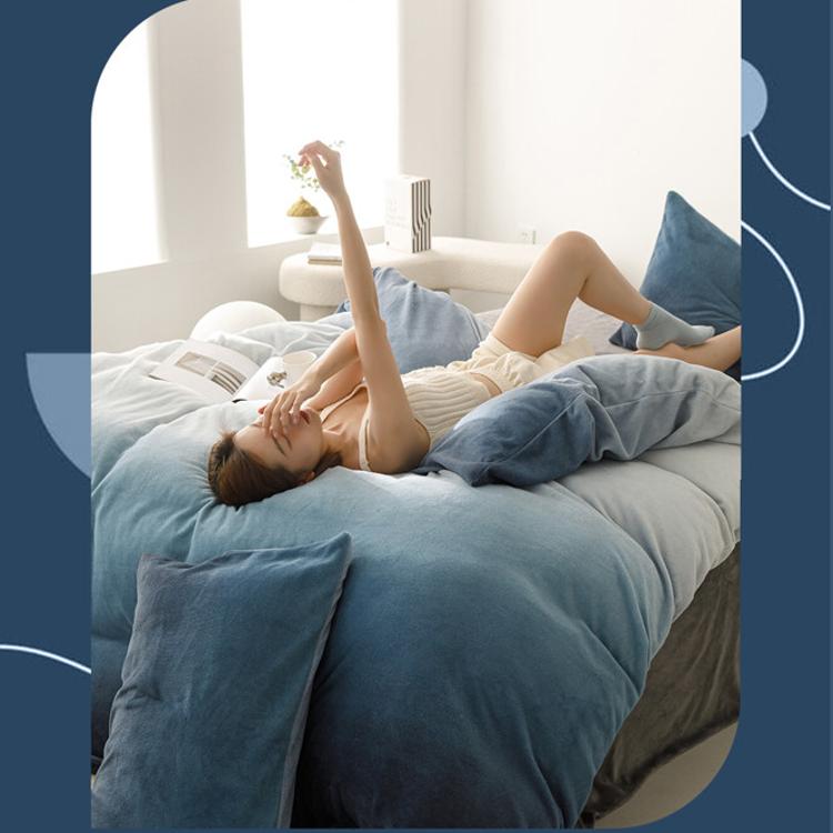 漸層風格暈染 抗靜電牛奶絨 雙人床包被套四件組【任選】即瞬保暖