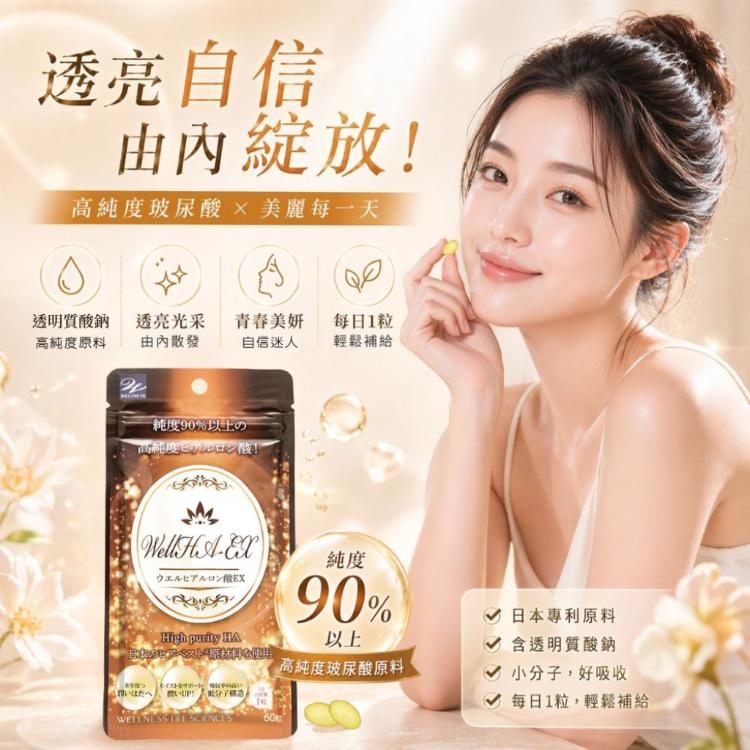 【Wellness】WellHA-EX流行鏈球菌發酵物(含透明質酸納)軟膠囊 60粒/包