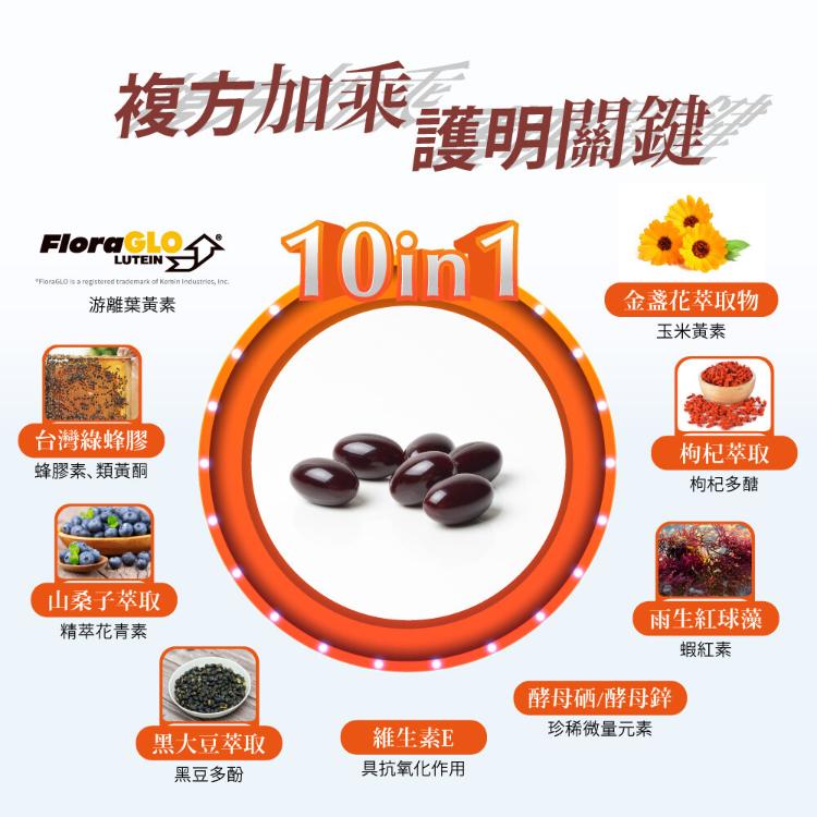 【多立康】悠舒適游離葉黃素(軟膠囊/美國專利FloraGLO/綠蜂膠/花青素)﹝小資屋﹞