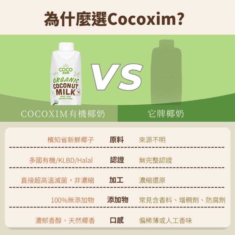 【COCO XIM】原裝進口有機認證椰漿 純植物奶(1000ml/瓶)12入/箱