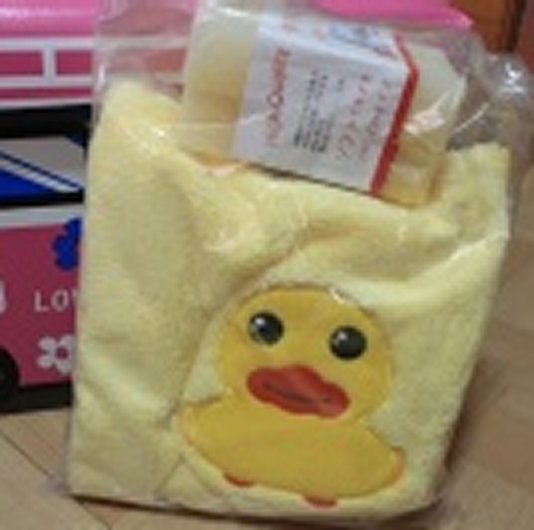 絲絨黃色小鴨吸水毛巾~加送泡棉菜瓜布2入