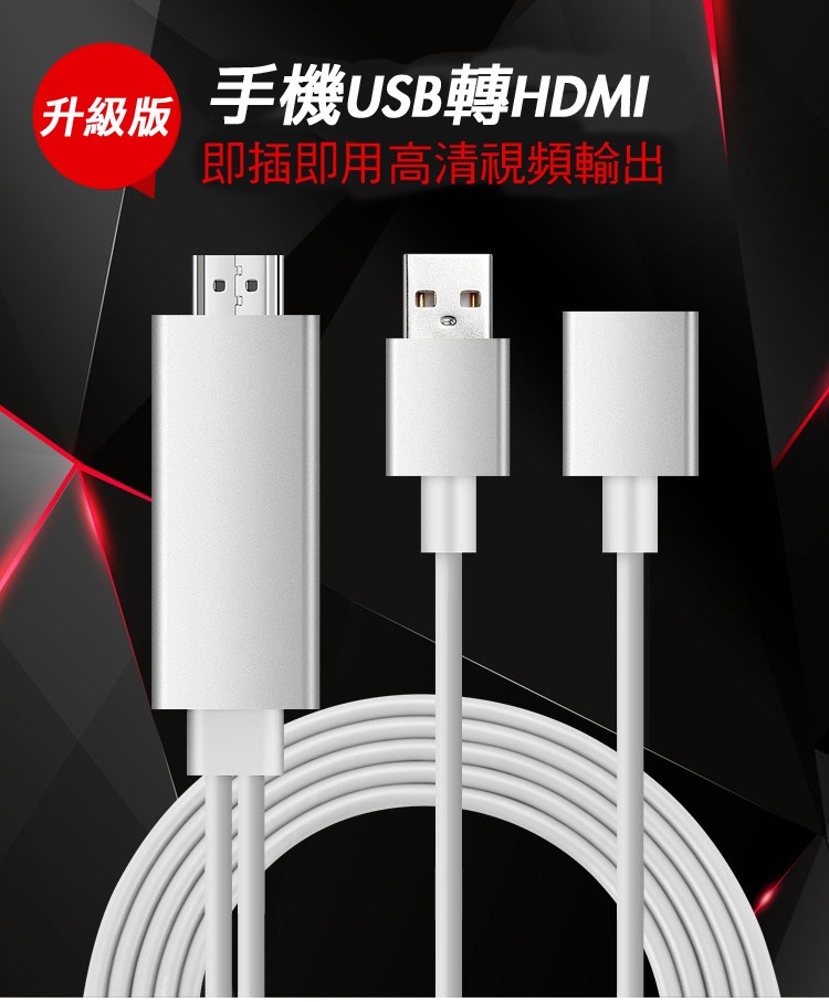 手機USB轉HDMI，即插即用高清視頻輸出，升級版。
