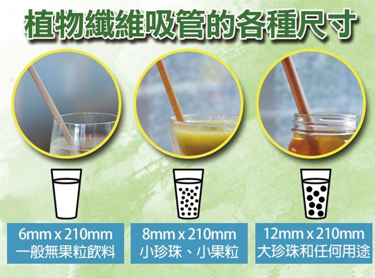 植物纖維吸管的種尺寸，小珍珠、小果粒大珍珠和任何用途，一般無果粒。