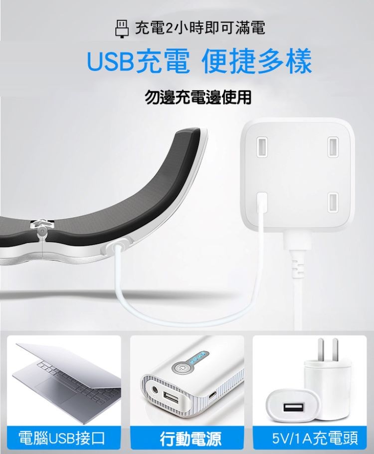 巴充電2小時即可滿電，USB充電 便捷多樣，勿邊充電邊使用，電腦USB接口，行動電源，5V/1A充電頭。