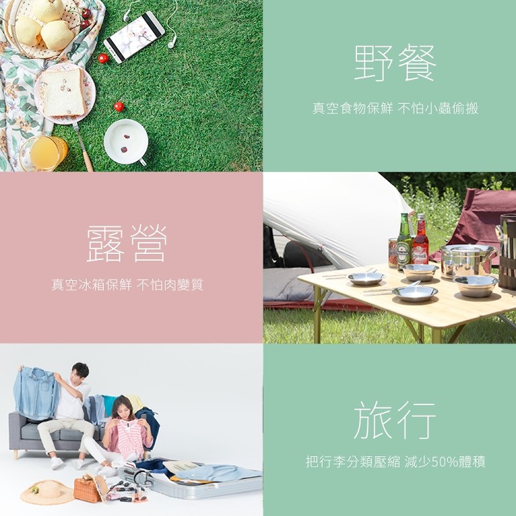 真空食物保鮮不怕小蟲偷搬,真空冰箱保鮮不怕肉變質,把行李分類壓縮減少50%體積。