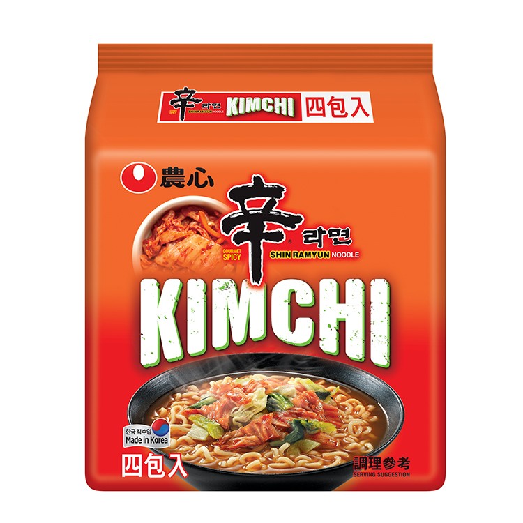 KIMCHI四包入，)農心，한국 직수입!四包ズ，調理參考。