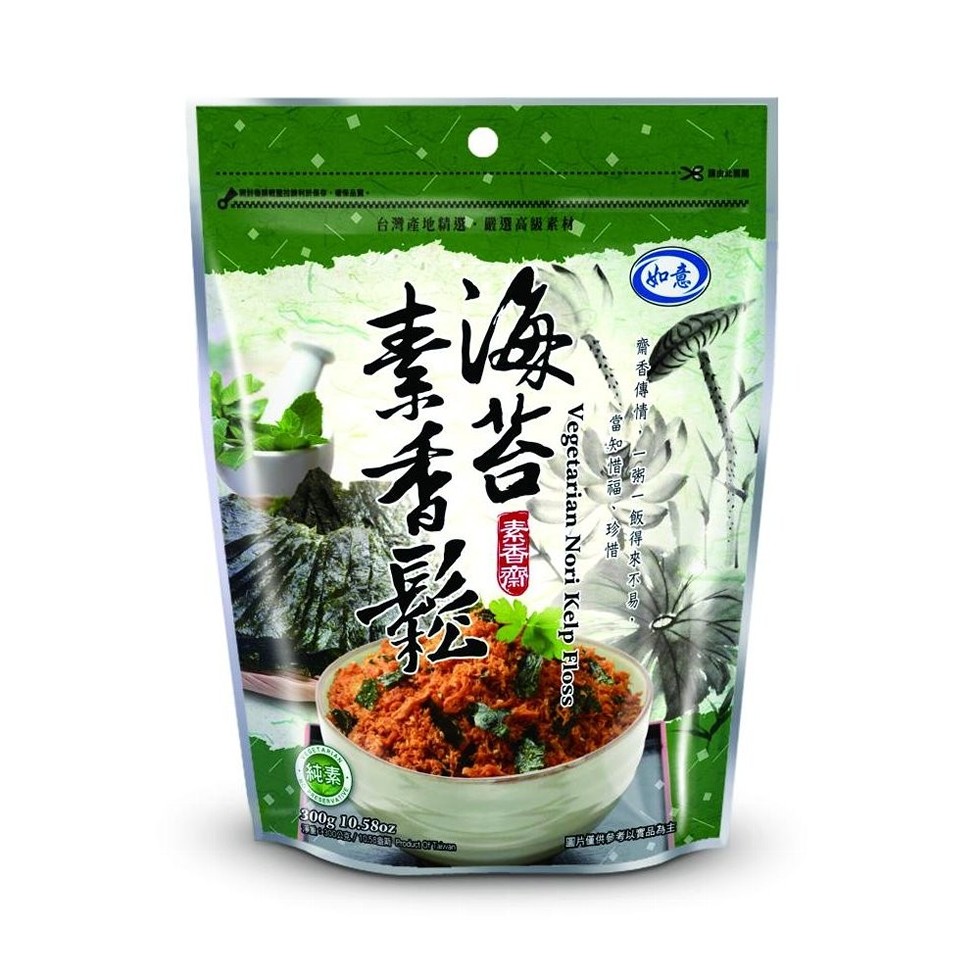 台灣產地精選,戰選高級素材，0灣0.5807，国片僅供以實品為主，傳情,一粥一飯得來不易。2知借福。珍惜，Vegetarian &Ntilde;ori Kelp Floss，素香齊。