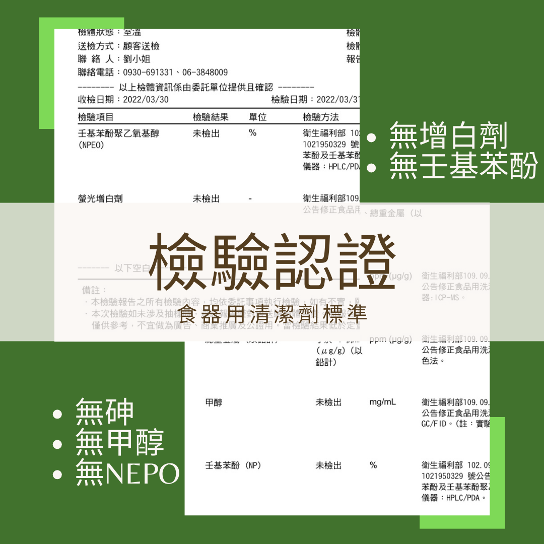檢體狀態:室溫,送檢方式:顧客送檢,聯絡人:劉小姐,聯絡電話:0930-691331、06-3848009,以上檢體資訊係由委託單位提供且確認,收檢日期:2022/03/30,檢驗日期:2022/03/3-檢驗項目,檢驗結果,壬基苯酚聚乙氧基醇,未檢