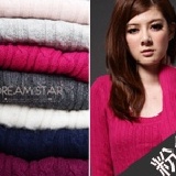 圓領麻花素面針織上衣（粉）/件