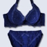 ＊玉如阿姨＊玉如內衣100號。V‧玩美內衣(整套/深藍) 特價：$600