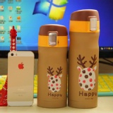 歐美款聖誕限定版-聖誕彈蓋保溫杯(咖啡色麋鹿) 特價：$269