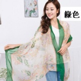 韓版圖騰巴厘紗絲巾B41綠色