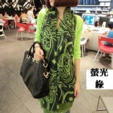 韓版圖騰巴厘紗絲巾綠色 特價：$99