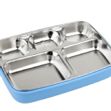 304不鏽鋼樂扣式多格餐盤-天藍