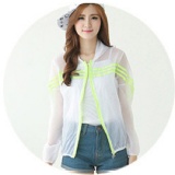 女款抗UV防曬薄外套-白色