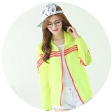 女款抗UV防曬薄外套-螢光黃