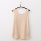 C.森林系女孩竹節棉亞麻背心-杏色 特價：$199