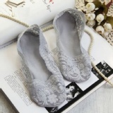 B.蕾絲花邊透氣防滑隱形襪-灰色