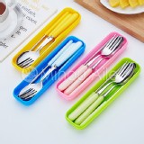 【米諾艾莉】時尚簡約陶瓷不鏽鋼餐具三件組