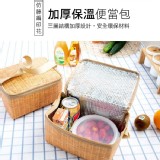 仿木藤編便當保溫包/飲料保冰包