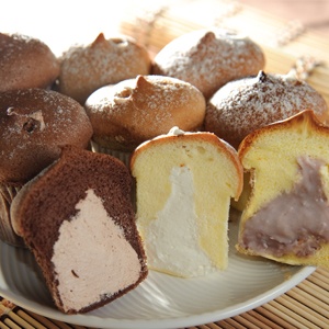 新巧屋招牌爆奶蛋糕(三合一) 牛奶+巧克力+芋頭 特價：$135