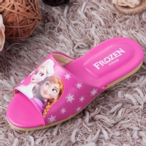 【台灣製! 迪士正版迪士尼冰雪奇緣大人室內拖鞋(安娜艾莎桃紅色)