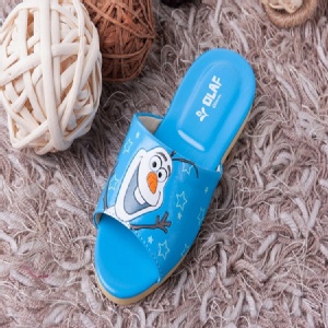【台灣製! 迪士正版迪士尼冰雪奇緣大人兒童室內拖鞋(雪寶藍色)