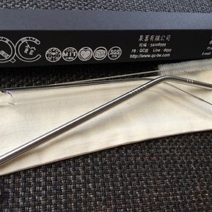 【QC館】SUS-316L(不鏽鋼吸管(C彎*1)+德國環保玻璃吸管湯匙(Q彎*1)