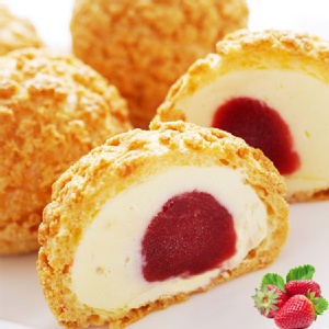 草莓雙餡泡芙6入 特價：$120