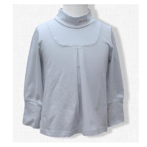 有機棉短高領保暖上衣 粉灰