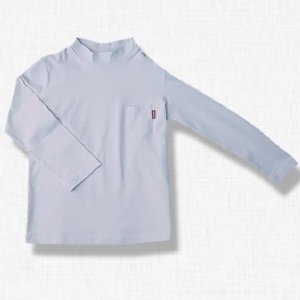 有機棉短高領保暖上衣 粉灰