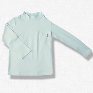 有機棉短高領保暖上衣 粉綠