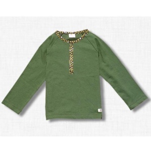 法式風格連袖上衣 - 橄欖綠+大地配色