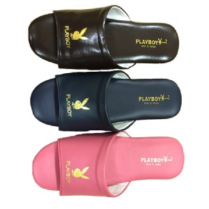 【台灣製! PLAYBOY】燙金男女室內拖鞋(咖啡色)