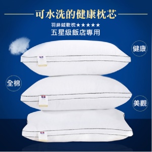 五星飯店專用可水洗羽絲絨枕頭芯 特價：$299