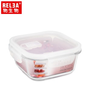 【香港RELEA物生物】800ml正方形耐熱玻璃微波保鮮盒