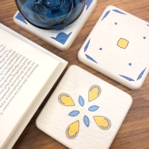 【MBM】花磚珪藻土杯墊組