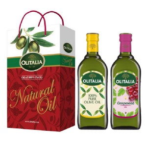 免運!【Olitalia奧利塔】1組2瓶 純橄欖油+葡萄籽油禮盒組(500ml各1) 500ml/暗色玻璃瓶裝