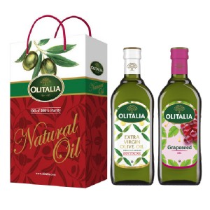 免運!【Olitalia奧利塔】特級冷壓橄欖油+葡萄籽油禮盒組(500ml各1) 500ml/暗色玻璃瓶裝 (6入，每入452.9元)