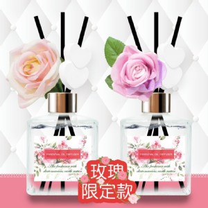 【QiMart】法國精油玫瑰造型珪藻土擴香瓶(香味任選)