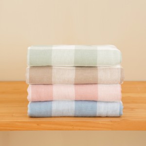 【HKIL-巾的專家】日系大格子蓬鬆棉圈/紗布雙材質純棉浴巾