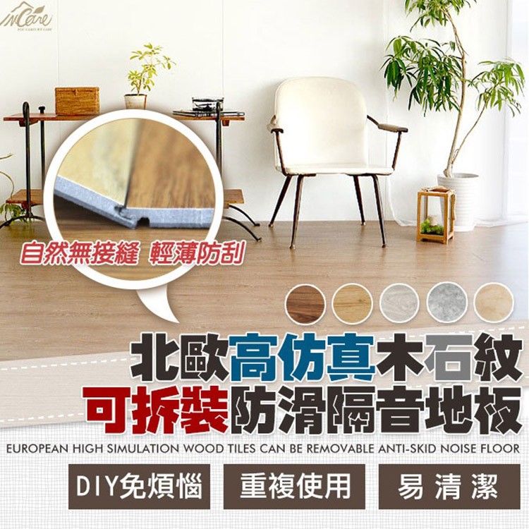 【Incare】卡扣式仿實木隔音地板組_真木紋
