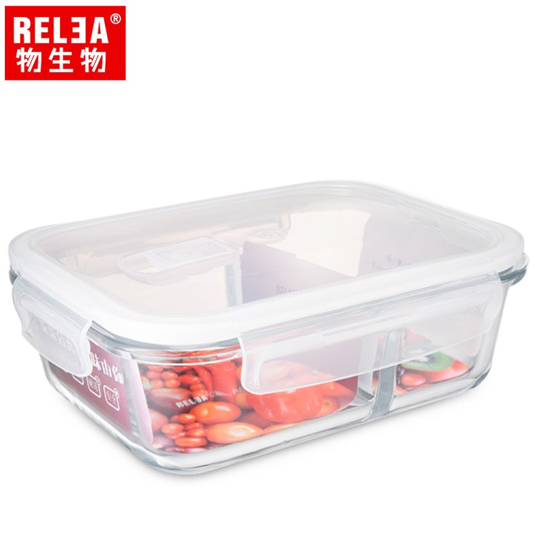 【香港RELEA物生物】分隔耐熱玻璃微波保鮮盒